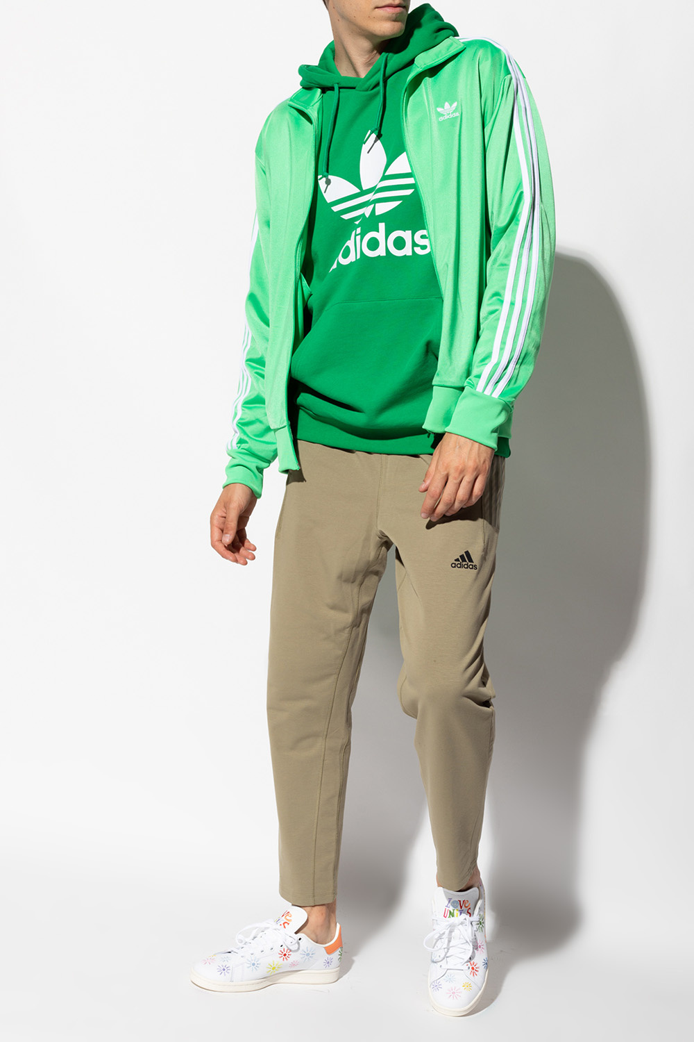 Adidas grey cheap and green tracksuit